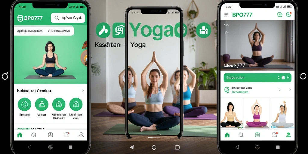 Tampilan antarmuka aplikasi BPO777 yang menonjol dengan fitur yoga interaktif.