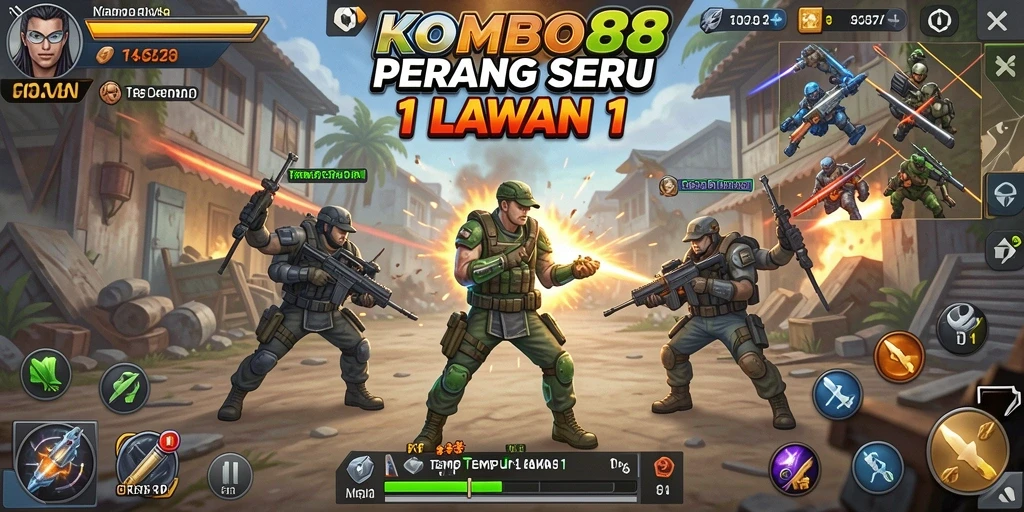 Tampilan antarmuka pertarungan yang dinamis di KOMBO88.