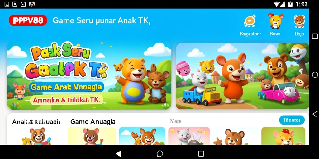 Tampilan antarmuka PPV88 yang cerah dan ramah anak.