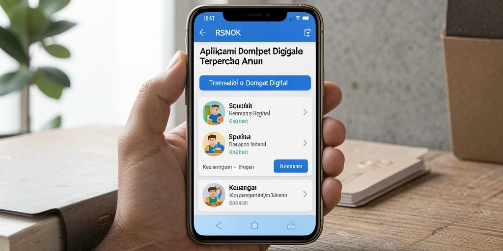 Tampilan antarmuka utama RSNOK menampilkan fitur Dompet Digital yang mudah digunakan.