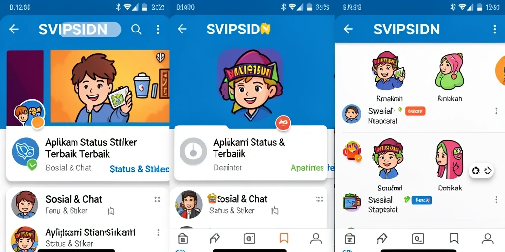 Antarmuka SVIPSIDN menampilkan koleksi stiker yang menarik dan mudah diakses.